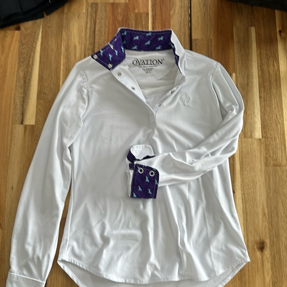 Girls' Ellie II DX Long Sleeve Show Shirt - White/OMG Ponies
